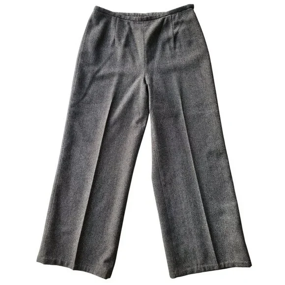Eddie Bauer Harris Tweed Wool Blend Trousers Side Zipper Wide Leg Size 12 - Picture 2 of 15